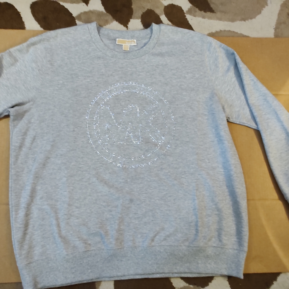 Gray Michael Kors Sweater With Sparkly Studded MK Design
